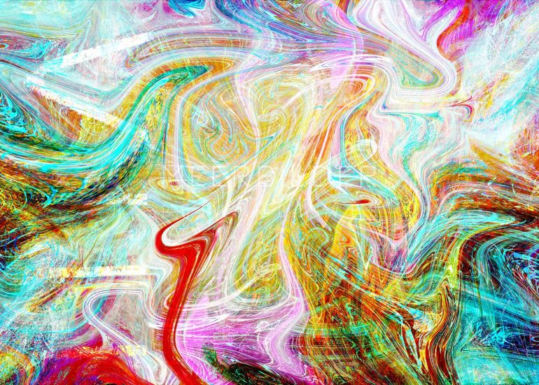 Abstrakte Kunst Wandbild – NO. 73 LIGHTNESS von Jan-Karsten Stöver mit kosmischem Lichtbündel und römischer VIII